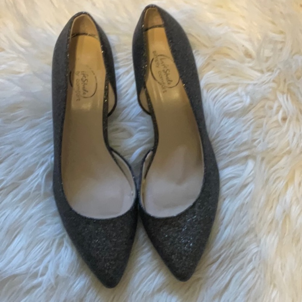 LifeStride Women’s Pointed Toe Formal Wear Black&Silver Shimmer Pump Heel Size 9
